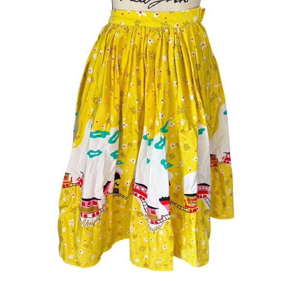Pinup Girl Clothing Mary Blair Yellow Train Skirt - Picture 3 of 6